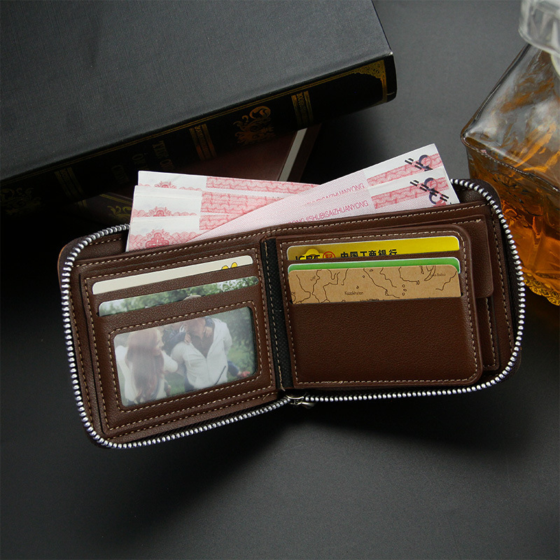 MenBense new men's short wallet Fashion Business Men's zipper bag coin purse men's wallet wallet