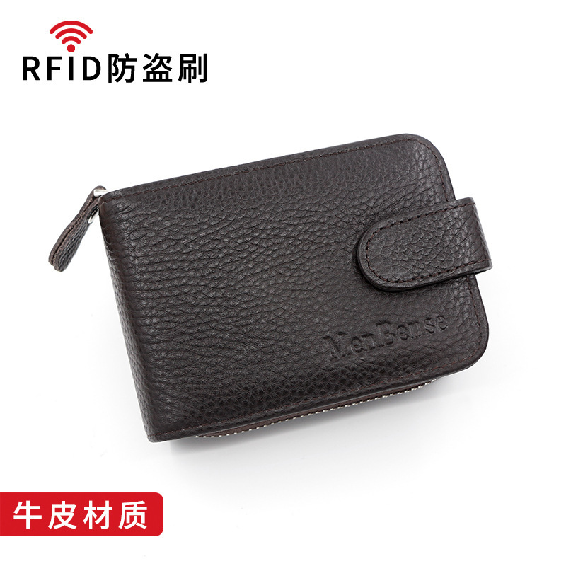 New first layer genuine leather vertical expanding card holder in stock women and men all use card holder anti-magnetic rfid simple