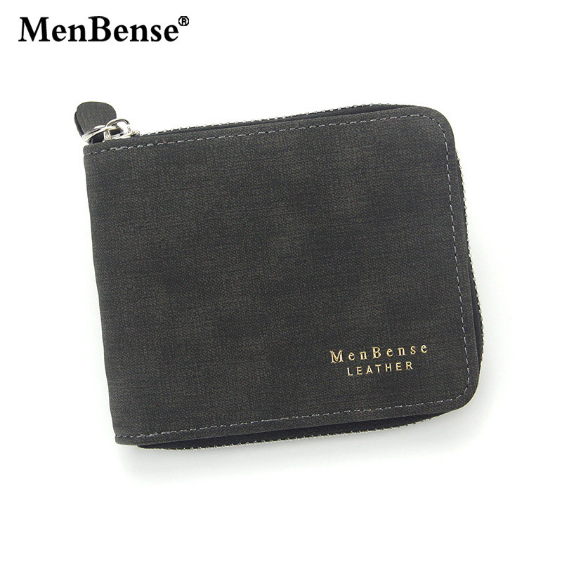 MenBense new men's wallet fashion casual patchwork zipper bag coin purse men's short wallet wallet