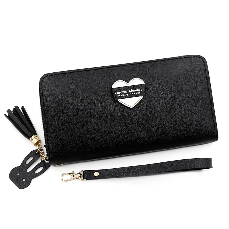 Fashion Women's long wallet large capacity zipper clutch Korean style trendy girl heart mobile coin purse card holder