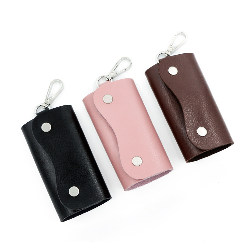 Personalized creative candy color car key case motor vehicle Zipper fashion genuine leather key bag car key ring