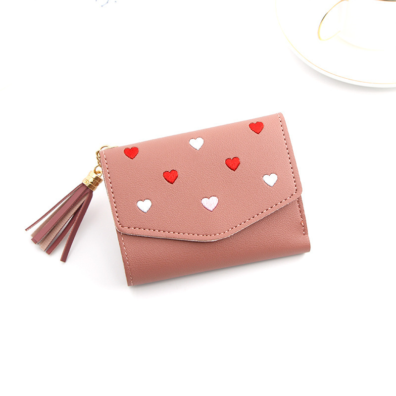 New women's short wallet Korean style simple European and American style fashion ladies wallet heart-shaped student coin purse