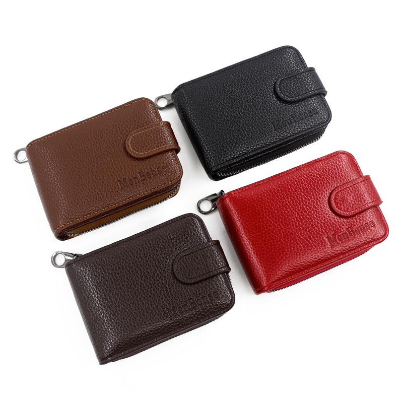 Factory Direct supply new expanding card holder short wallet multiple card slots litchi pattern men and women Large Capacity card case