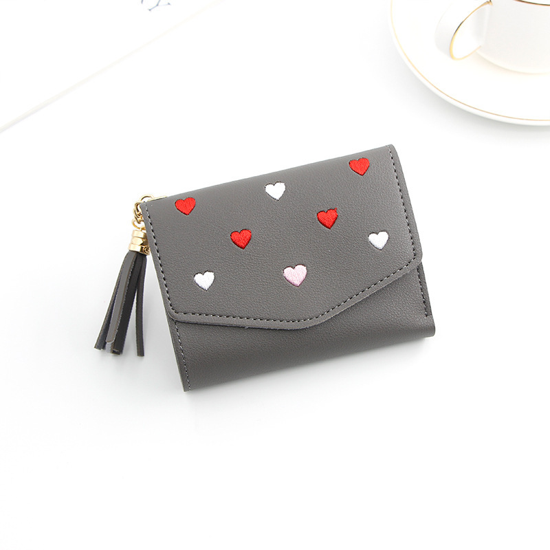 New women's short wallet Korean style simple European and American style fashion ladies wallet heart-shaped student coin purse