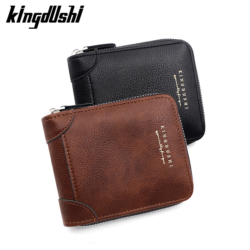 New fashion corner protector men's short wallet bib coin purse multi-card-slot card holder zipper male wallet wholesale