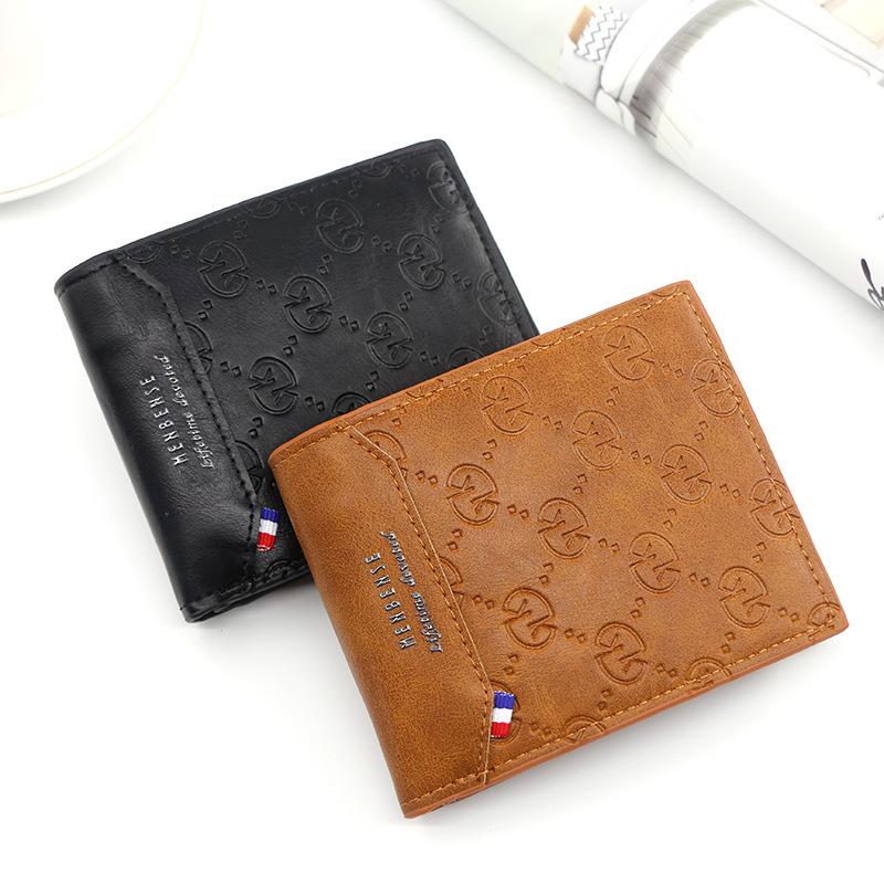 MenBense new men's wallet short embossed pattern fashion leisure wallet factory direct supply