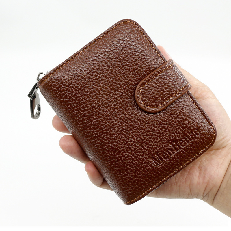 MenBense New expanding card holder short wallet multiple card slots litchi pattern men and women Large Capacity card case