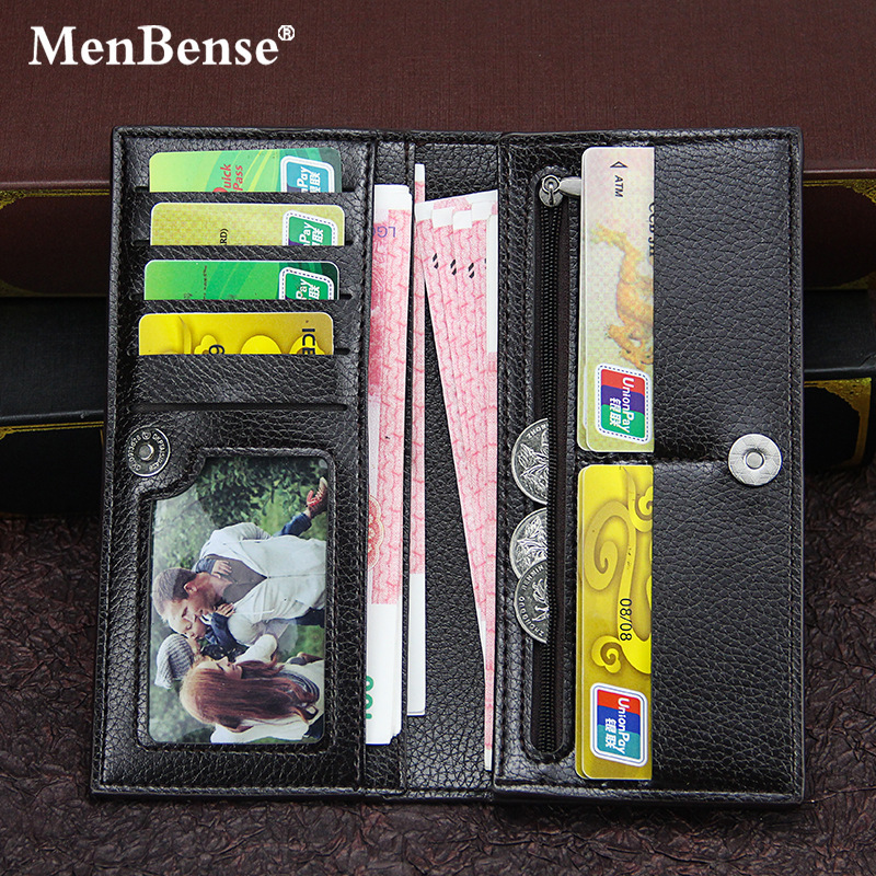 MenBense new men's wallet long fashion Men's magnetic snap clutch large capacity multi card slots wallet