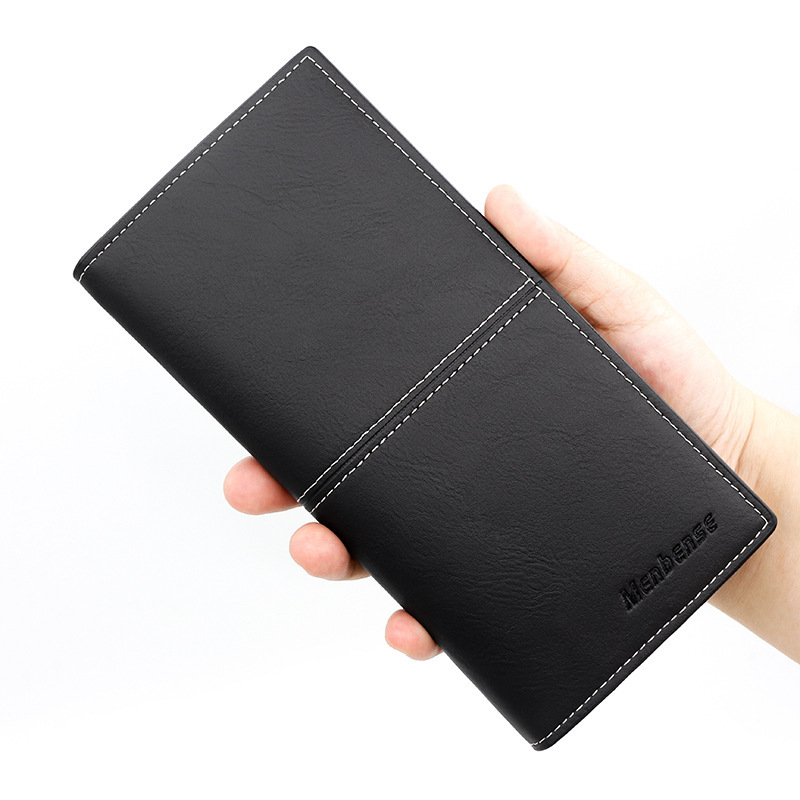 Korean style men's wallet long fashion stitching large capacity multiple card slots thin clutch casual men's wallet