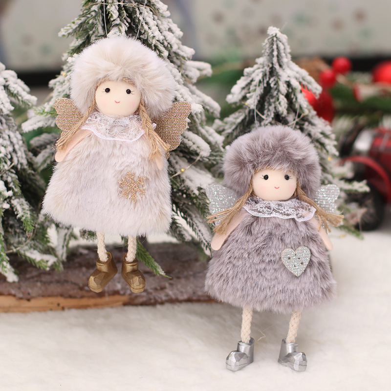 Cross-border new cartoon plush Angel doll hanging pieces with wings girl hanging ornaments Christmas tree hanging pieces wholesale