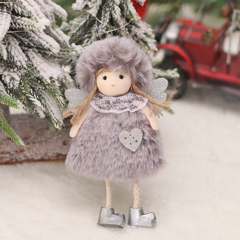 Cross-border new cartoon plush Angel doll hanging pieces with wings girl hanging ornaments Christmas tree hanging pieces wholesale