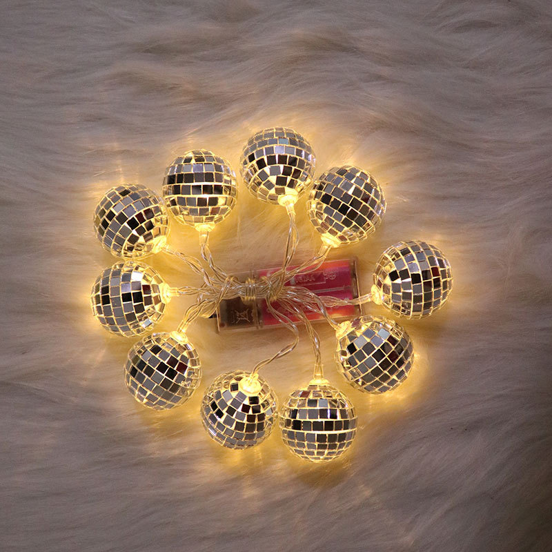 LED flashing lamp string creative mirror ball mosaic decoration holiday birthday party room decoration pendant