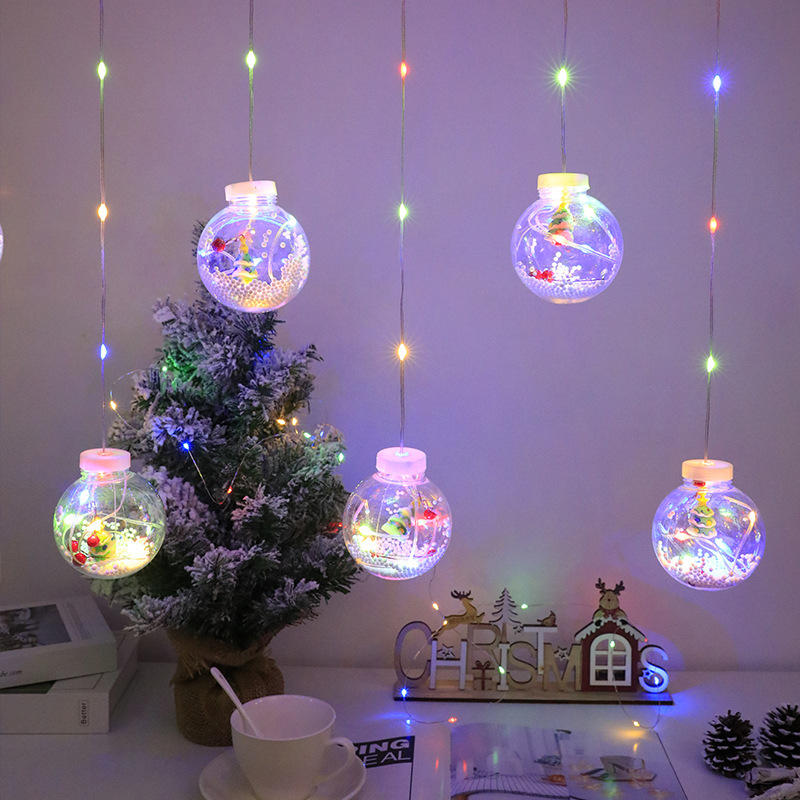 Strictly selected led sphere copper wire colored lights ball Christmas hanging lights holiday window room bedroom decoration wish orbs lights