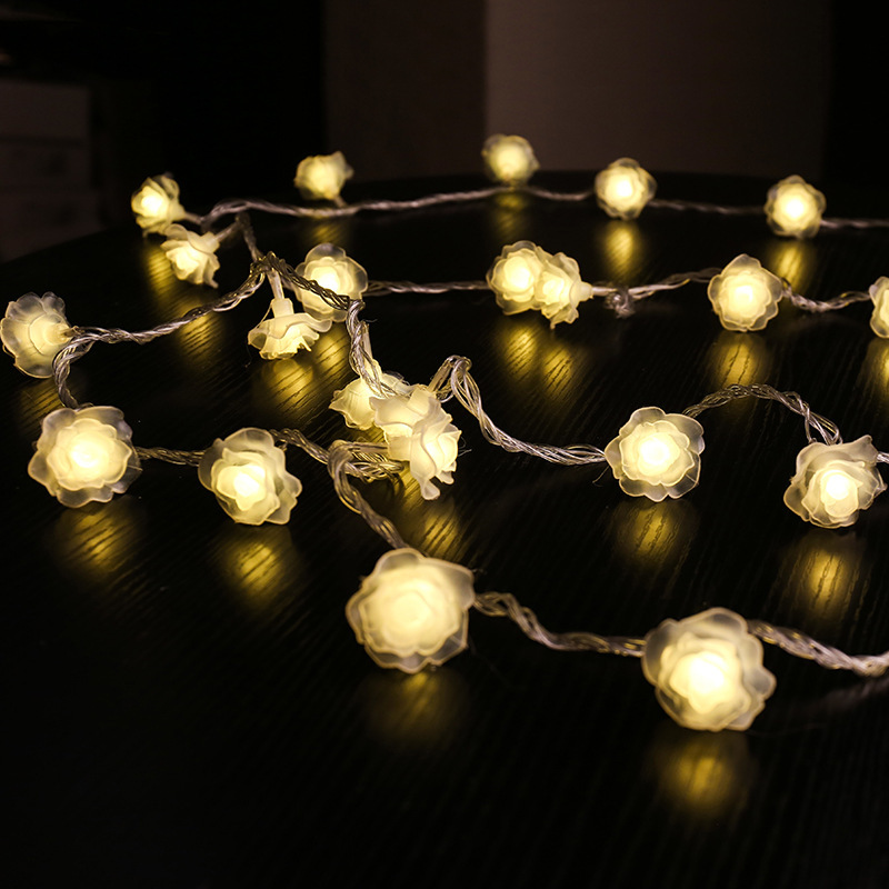 Strictly selected cross-border led decorative lights camping stall colored lights holiday Christmas battery rose lighting chain outdoor ambience light