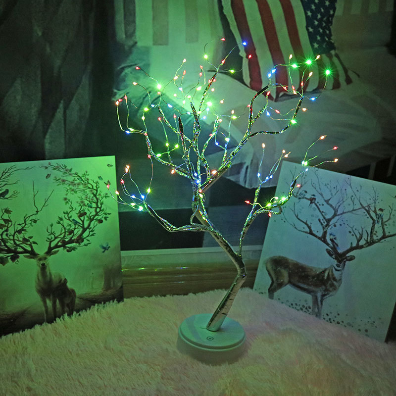 led creative Pearl Firefly copper wire lamp tree light touch screen switch bedroom decorative table lamp small night lamp