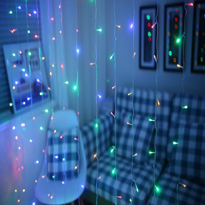 Cross-border outdoor holiday Christmas decoration star curtain light wholesale LED waterfall colored lantern flashing string