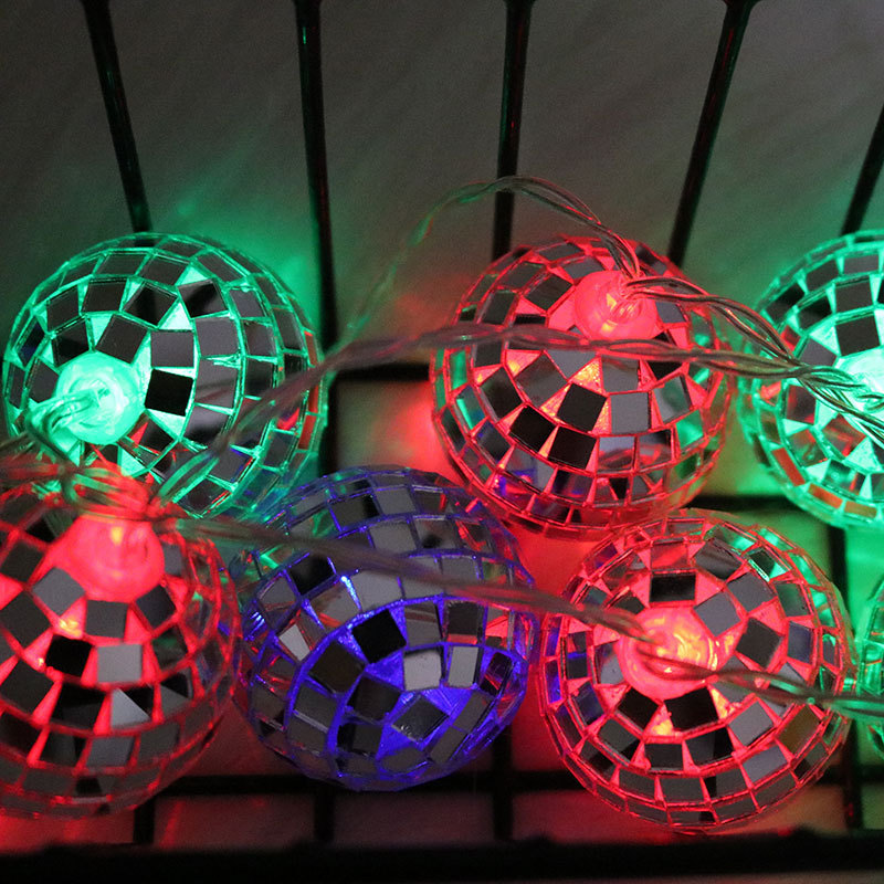 LED flashing lamp string creative mirror ball mosaic decoration holiday birthday party room decoration pendant