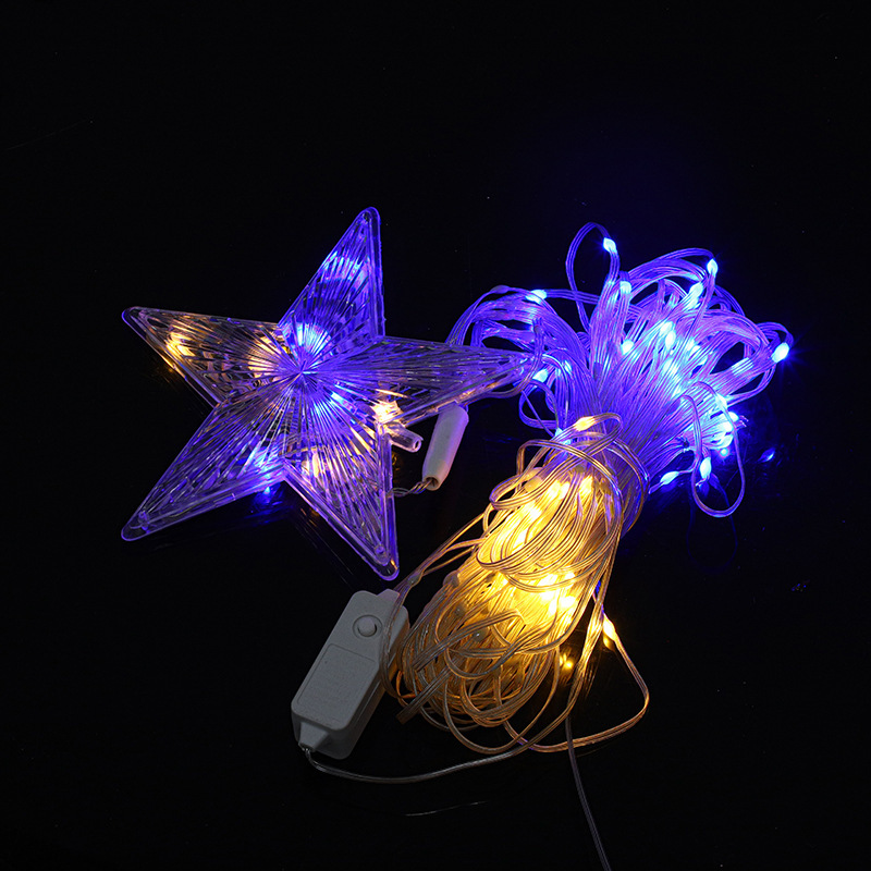 Outdoor low voltage colored lantern flashing string starry garden garden decoration star light five-pointed star water waterfall light