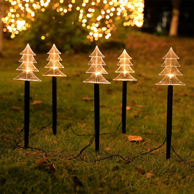 Outdoor led solar ground lamp five-pointed star Christmas tree snowflake Christmas Festival courtyard ornamental festoon lamp