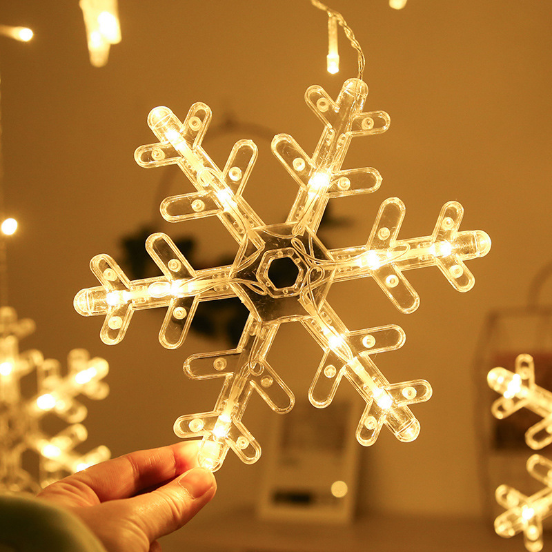led snowflake colored lantern flashing string starry sky holiday Christmas room decorations arrangement ice bar curtain Star Light
