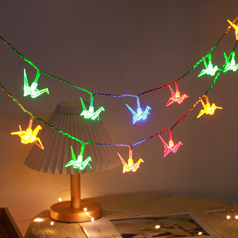 New LED deer lighting chain paper crane lighting chain solar outdoor courtyard decorative lights holiday layout lights wedding