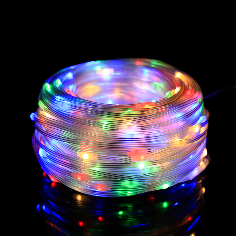 led rubber-covered wire copper wire light colored light solar low voltage 24v outdoor Christmas Festival garden decoration tree-winding light
