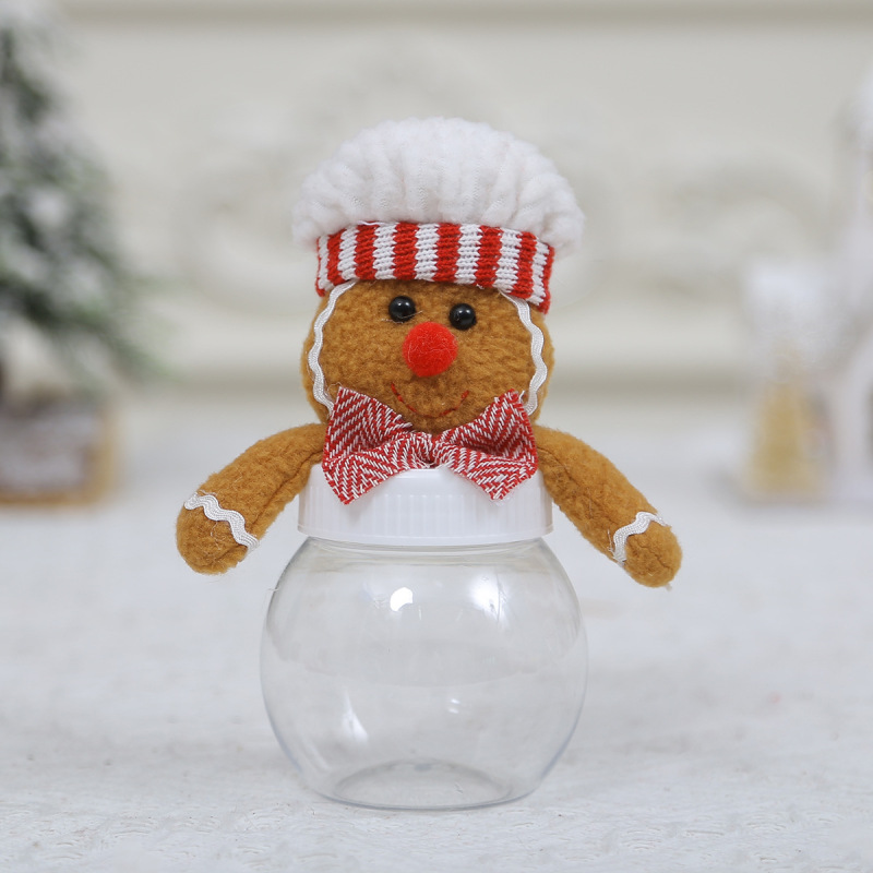 new Christmas decoration supplies cartoon couple doll gingerbread man small size transparent candy box gift bag