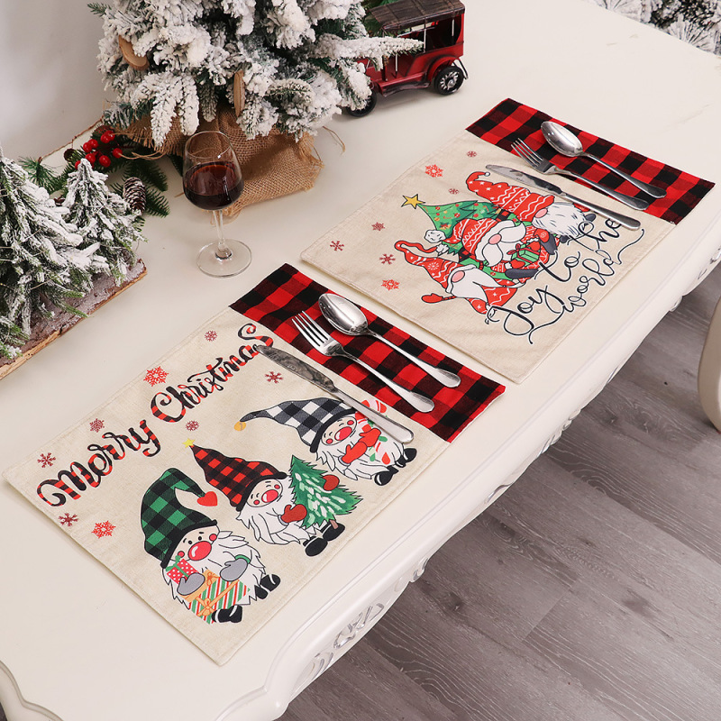 Christmas New Christmas decorations linen faceless doll dining table cushion doll heat proof mat dining table dress up