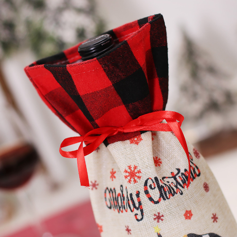 new Christmas home dress up props faceless doll wine bottle cover Santa Claus wine bottle bag wholesale