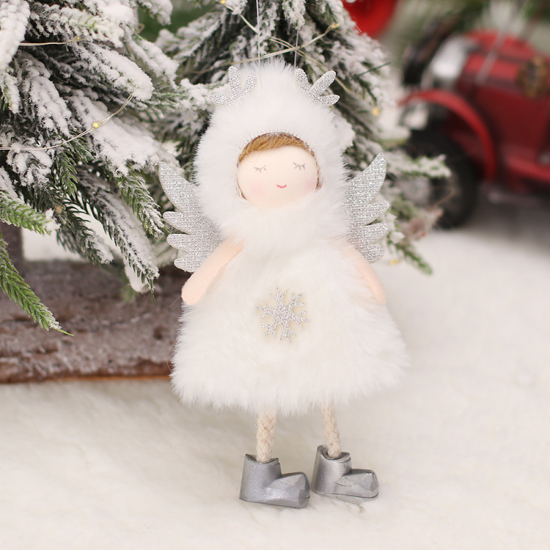 cross-border new cartoon size plush antlers with wings angel pendant girl ornaments Christmas tree accessories