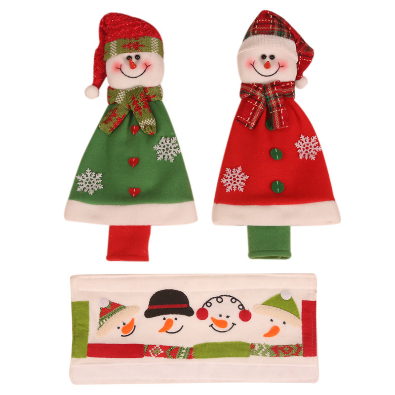 Christmas cloak microwave oven refrigerator double door handle handle gloves lengthened fabric craft protective cover decoration
