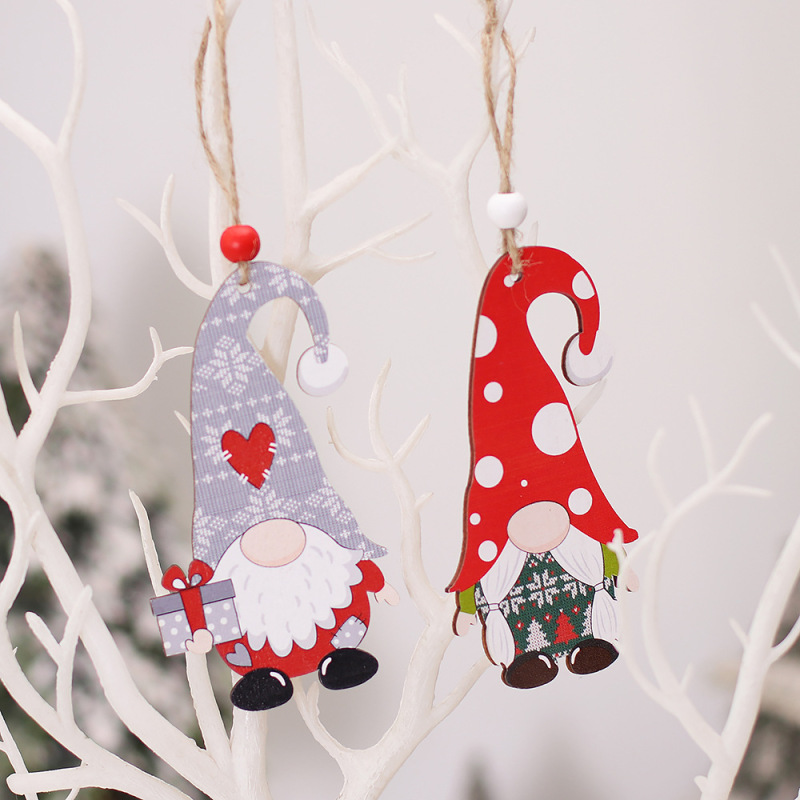 new Christmas decorations cartoon faceless doll suit wooden pendant Christmas tree ornaments wholesale
