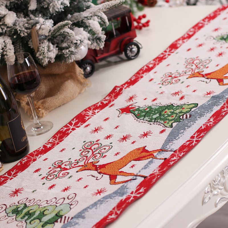 Christmas cross-border new kitchen unit dress up props knitted cloth tassel table runner heat proof mat cartoon tablecloth