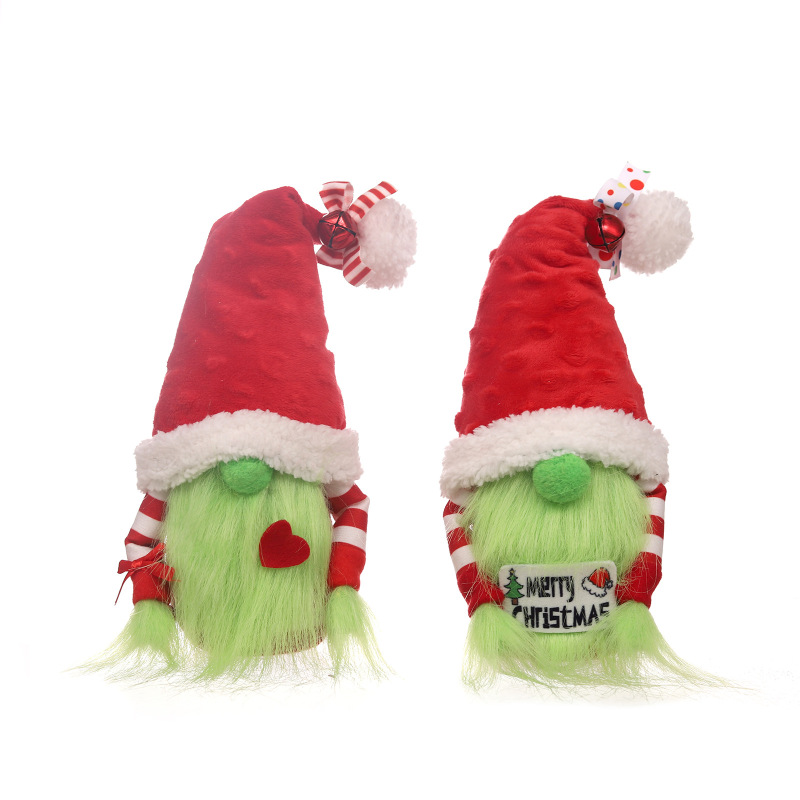 New Red Hat Grinch couple dwarf ornaments Dr. Seuss' How the Grinch Stole Christmas Grinch green fur monster doll wholesale