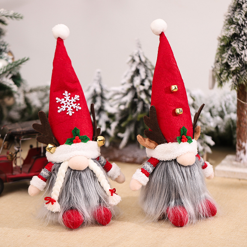 Christmas decoration supplies light-emitting antlers couple doll long beard dwarf doll children's holiday gifts