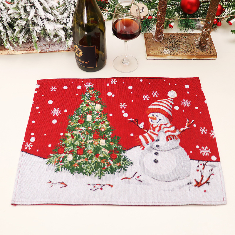 cross-border new knitted fabric Santa snowman decorative placemat Cartoon Doll heat proof mat cross-border wholesale