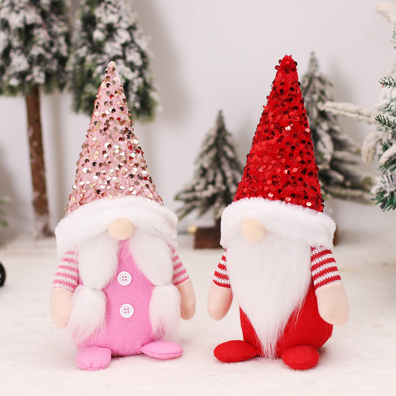 new sequin couple faceless doll ornaments forest doll old man doll Christmas decorations