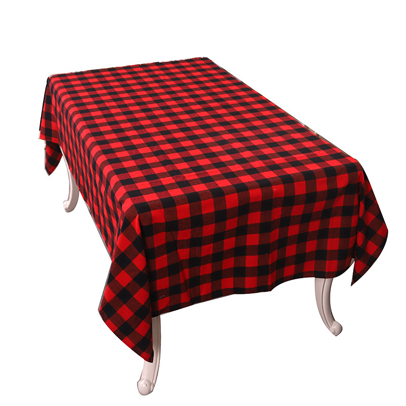 Christmas decoration supplies new Christmas red black plaid tablecloth creative black and white plaid home dining-table decoration supplies