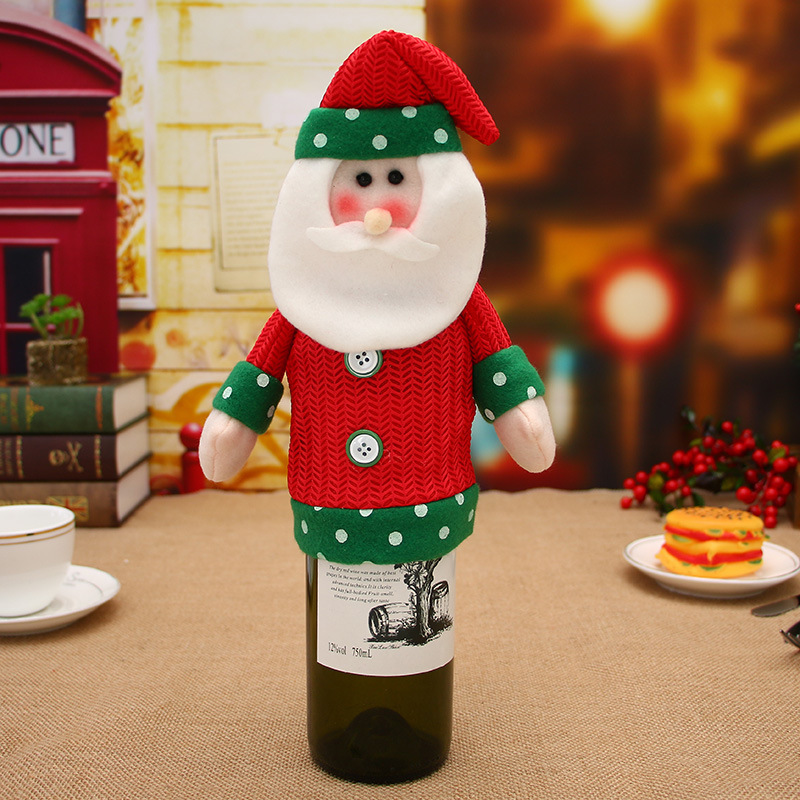 new Christmas decorations holiday supplies Christmas red wine bottle cover Santa snowman champagne bottle cover