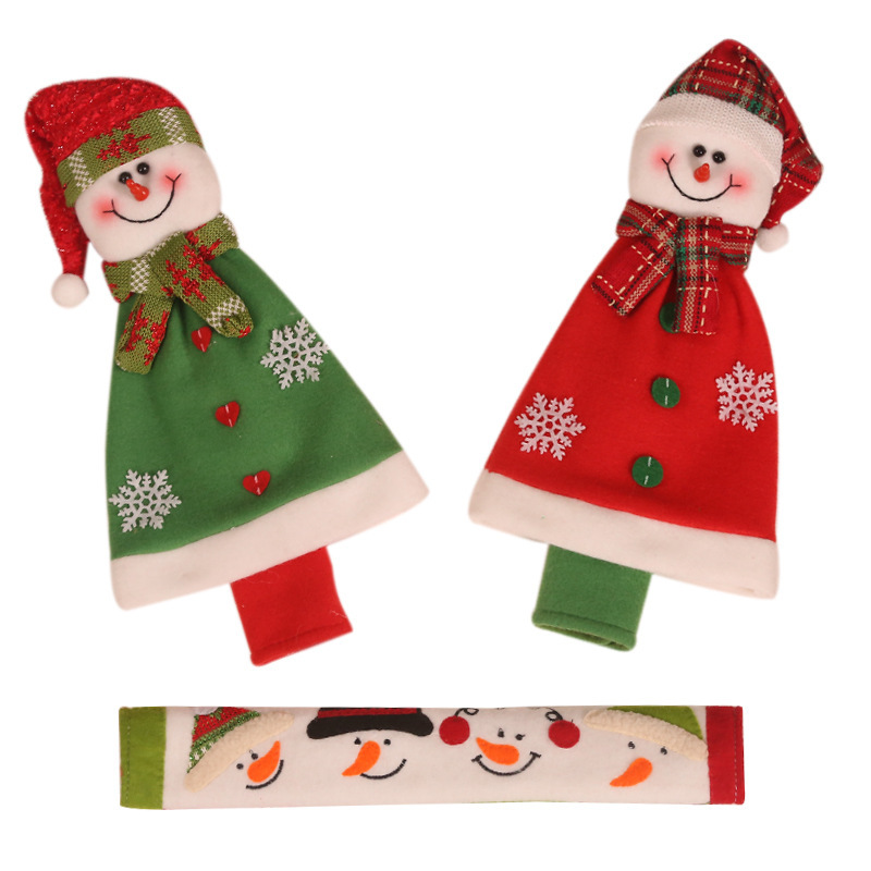 Christmas cloak microwave oven refrigerator double door handle handle gloves lengthened fabric craft protective cover decoration