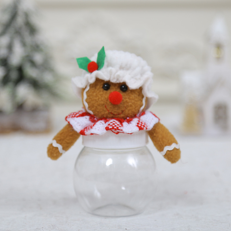 new Christmas decoration supplies cartoon couple doll gingerbread man small size transparent candy box gift bag