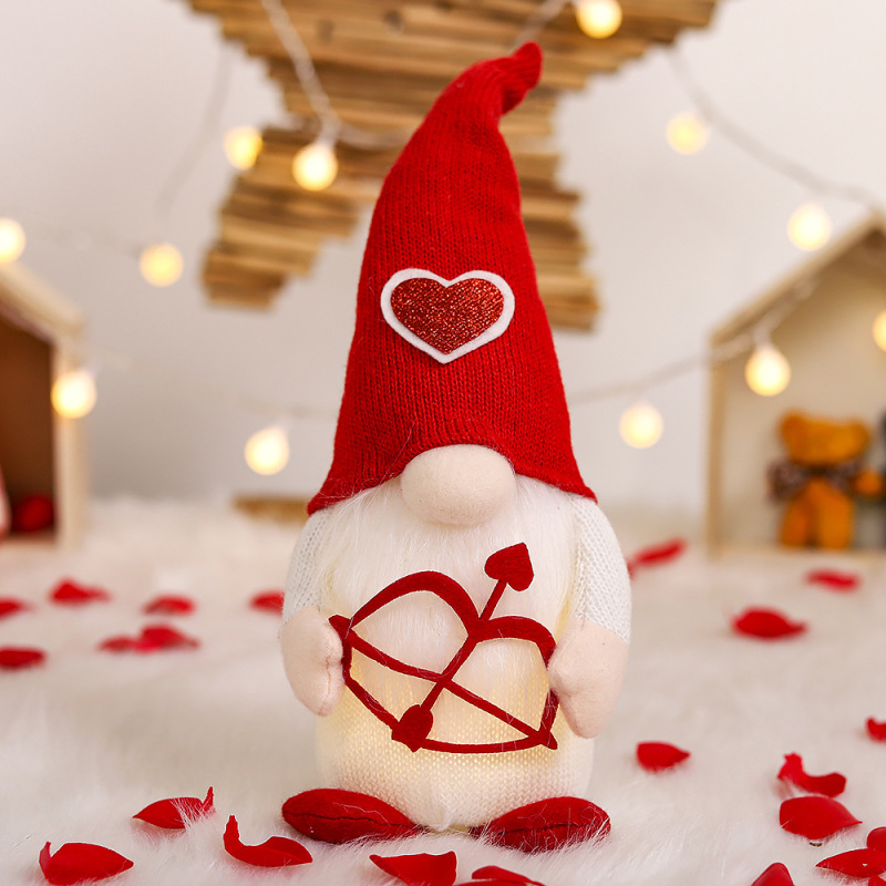 Cross-border new arrival Valentine's Day decoration with lights glowing Cupid Love Heart couple doll wedding venue layout props
