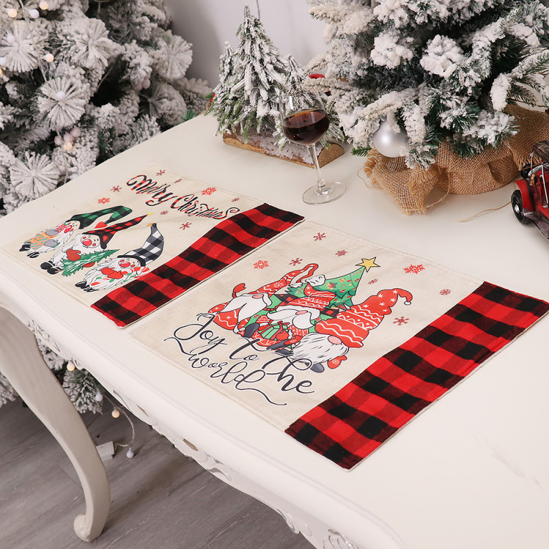 Christmas New Christmas decorations linen faceless doll dining table cushion doll heat proof mat dining table dress up