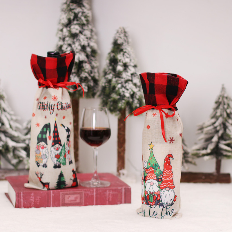 new Christmas home dress up props faceless doll wine bottle cover Santa Claus wine bottle bag wholesale