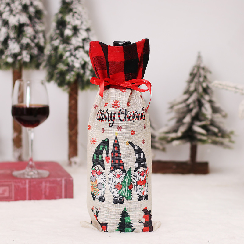 new Christmas home dress up props faceless doll wine bottle cover Santa Claus wine bottle bag wholesale