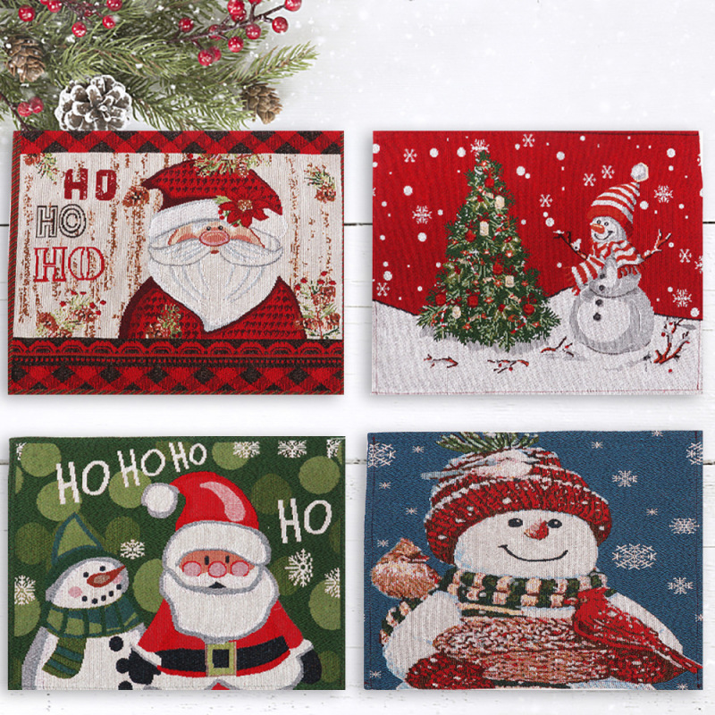 cross-border new knitted fabric Santa snowman decorative placemat Cartoon Doll heat proof mat cross-border wholesale