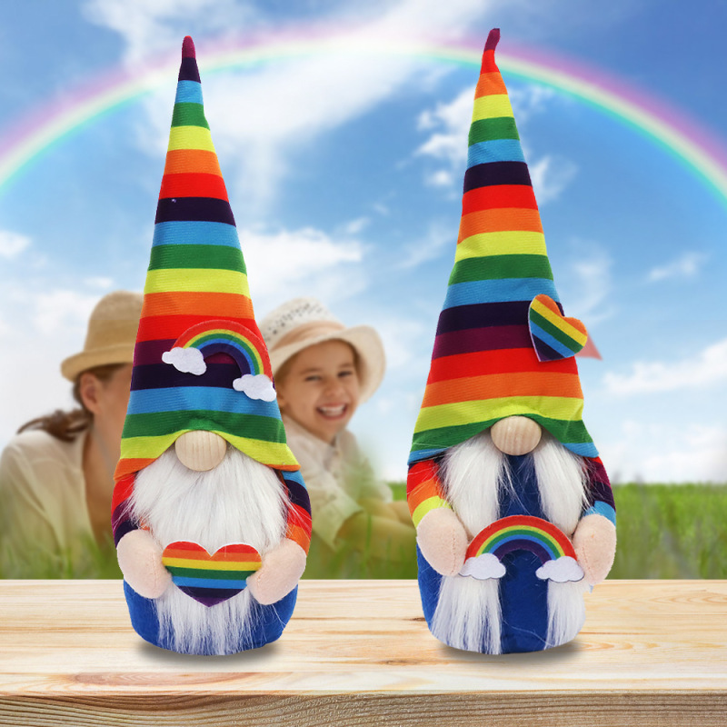 Cross-Border New Rainbow festival scene dress up props rainbow colorful striped faceless doll holding love doll ornaments