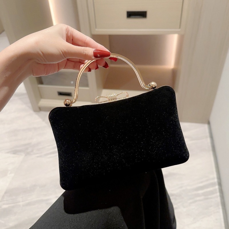 Cross-border new arrival velvet dinner bag vintage black handbag for women with evening dress bag socialite cheongsam small bag