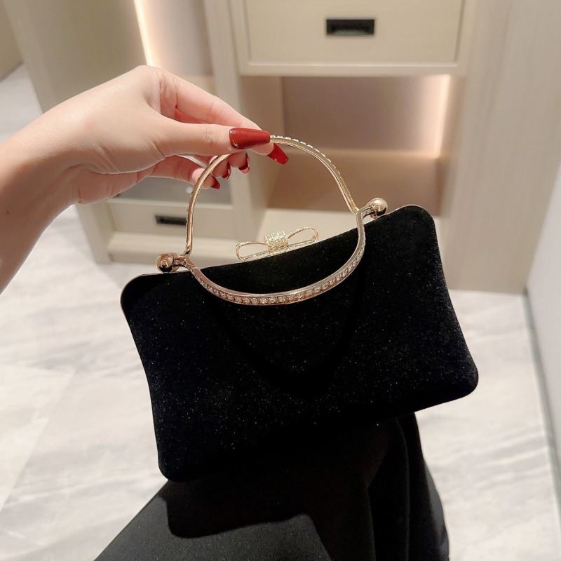 Cross-border new arrival velvet dinner bag vintage black handbag for women with evening dress bag socialite cheongsam small bag