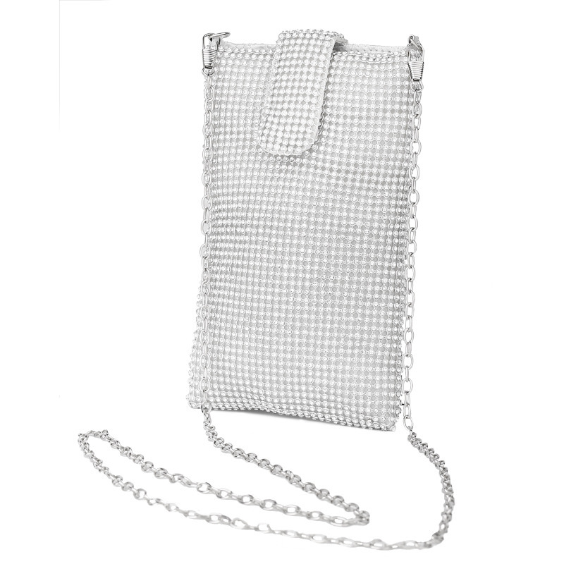 Summer mini bag women's crossbody bag ins rhinestone chain phone bag casual shoulder bag